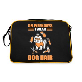 On Weekdays I Wear Dog Hair Dog Grooming Dog - Retro Bag - black/gold - Back