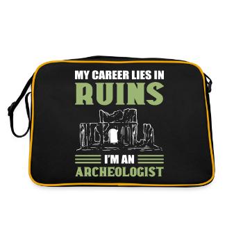 My Career Lies In Ruins I'm An Archaeologist - Retro Tasche - Schwarz/Gold - Hinten