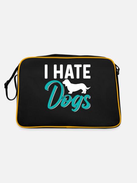 I Hate Dog Lovers Cat Cats Pet - Retro Bag - black/gold - Back