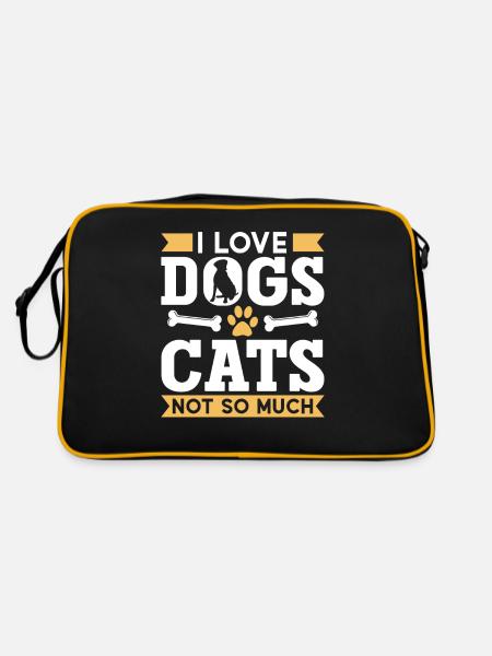 Ich Liebe Hunde Katzen Nicht So Sehr Hund Welpe - Retro Tasche - Schwarz/Gold - Hinten