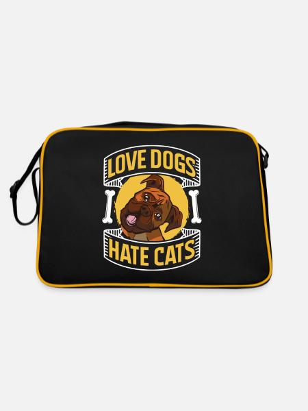 Love Dogs Hate Cats Dog Puppy Lovers - Sac Retro - noir/or - Dos