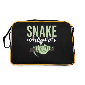 Schlange Geschenk Schlangenliebhaber - Retro Tasche - Schwarz/Gold - Hinten