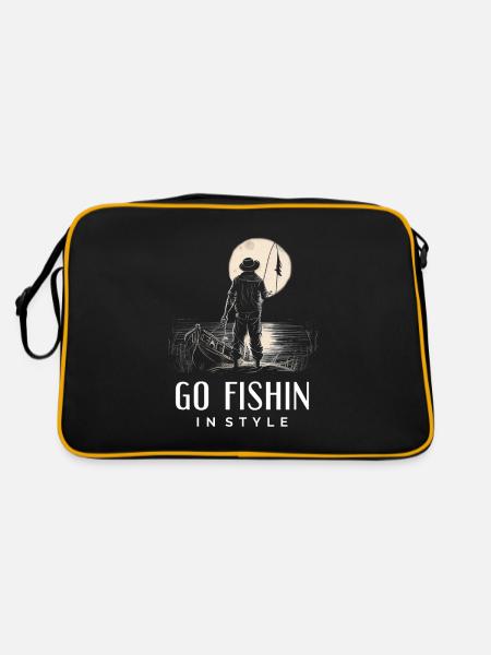 Gehen Sie stilvoll angeln - Retro Tasche - Schwarz/Gold - Hinten