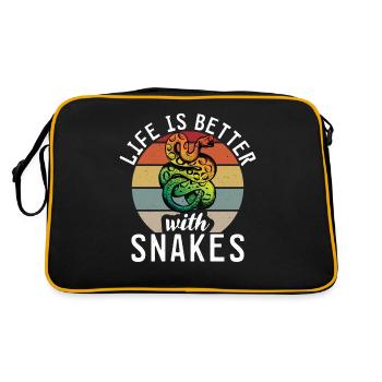 Schlange Geschenk Schlangenliebhaber - Retro Tasche - Schwarz/Gold - Hinten