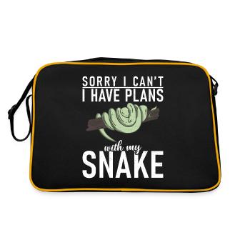 Schlange Geschenk Schlangenliebhaber - Retro Tasche - Schwarz/Gold - Hinten