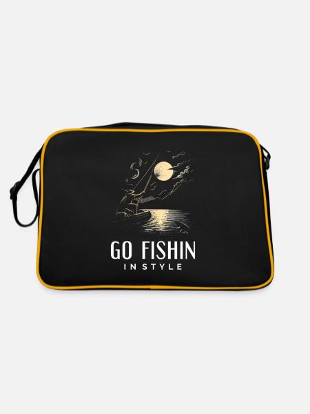 Gehen Sie stilvoll angeln - Retro Tasche - Schwarz/Gold - Hinten