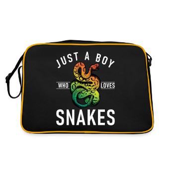Schlange Geschenk Schlangenliebhaber - Retro Tasche - Schwarz/Gold - Hinten