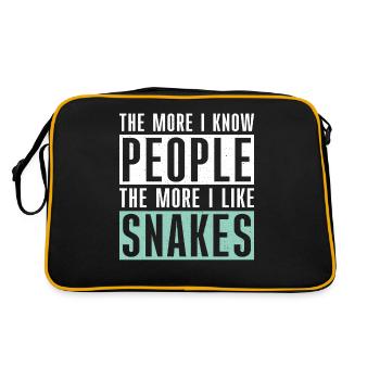 Schlange Geschenk Schlangenliebhaber - Retro Tasche - Schwarz/Gold - Hinten