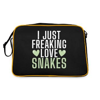 Schlange Geschenk Schlangenliebhaber - Retro Tasche - Schwarz/Gold - Hinten