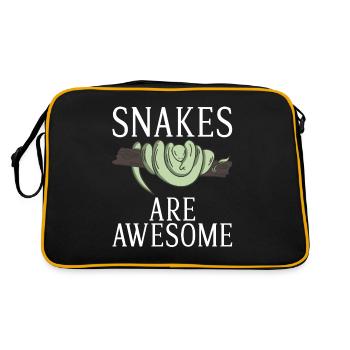 Schlange Geschenk Schlangenliebhaber - Retro Tasche - Schwarz/Gold - Hinten