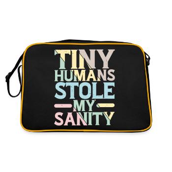 Tiny Humans Stole My Sanity 8 - Retro Tasche - Schwarz/Gold - Hinten