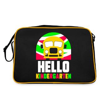 Hello Kindergarten Sayings Sweet Children Humor - Retro Bag - black/gold - Back