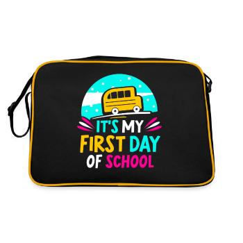 Es Ist Mein Erster Schultag Schule Schulstart - Retro Tasche - Schwarz/Gold - Hinten