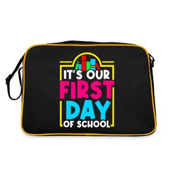 Es Ist Unser Erster Schultag Schulstart Schule - Retro Tasche - Schwarz/Gold - Hinten