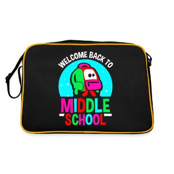 Willkommen Zurück In Der Mittelschule Schulstart - Retro Tasche - Schwarz/Gold - Hinten