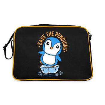 Rettet Die Pinguine Süß Pinguin Tier Liebhaber - Retro Tasche - Schwarz/Gold - Hinten