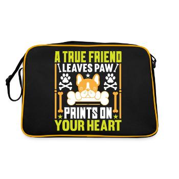 A true friend leaves paw prints in the - Retro Bag - black/gold - Back