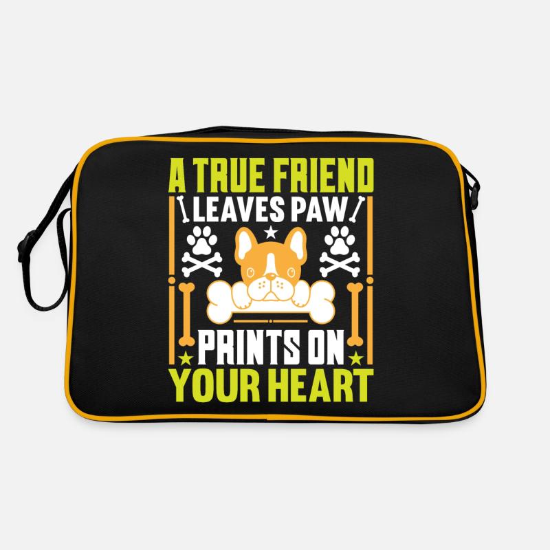 Ein wahrer Freund hinterlässt Pfotenabdrücke in de Retro Tasche