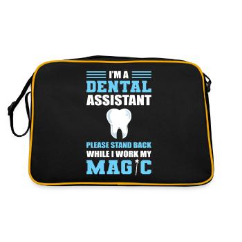 Dental Assistant Stand Back While I Work My Magic - Retro Tasche - Schwarz/Gold - Hinten
