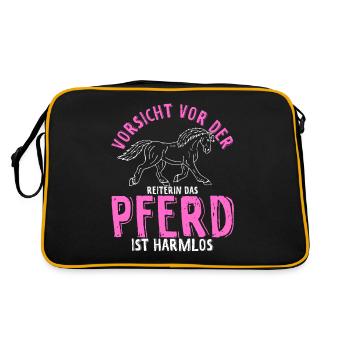 Pferd Reiten Pferdesport Pferdegeruch Geschenk Rei - Retro Tasche - Schwarz/Gold - Hinten