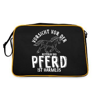 Pferd Pferdesport Spruch Pferdegeruch Geschenk Pfe - Retro Tasche - Schwarz/Gold - Hinten