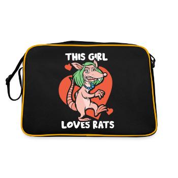 This girl loves rat rat animal cute - Retro Bag - black/gold - Back