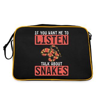 Schlange Geschenk Schlangenliebhaber - Retro Tasche - Schwarz/Gold - Hinten