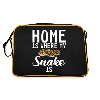 Schlange Geschenk Schlangenliebhaber - Retro Tasche - Schwarz/Gold - Hinten