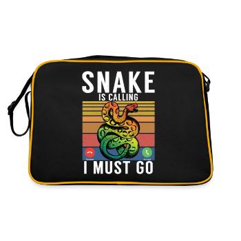 Schlange Geschenk Schlangenliebhaber - Retro Tasche - Schwarz/Gold - Hinten