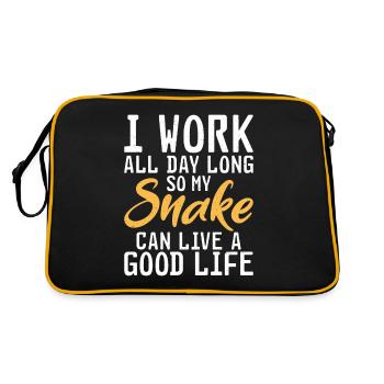 Schlange Geschenk Schlangenliebhaber - Retro Tasche - Schwarz/Gold - Hinten