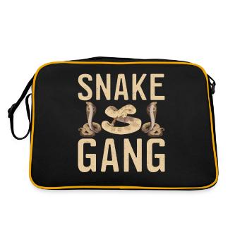 Schlange Geschenk Schlangenliebhaber - Retro Tasche - Schwarz/Gold - Hinten