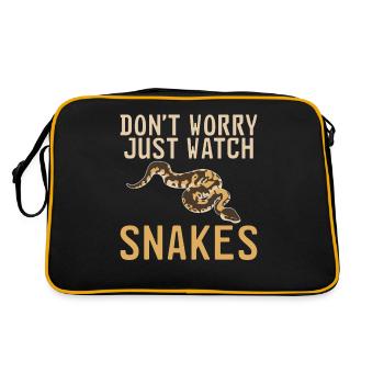 Schlange Geschenk Schlangenliebhaber - Retro Tasche - Schwarz/Gold - Hinten