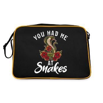 Schlange Geschenk Schlangenliebhaber - Retro Tasche - Schwarz/Gold - Hinten