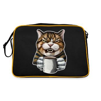 Chat fatigué avec une mauvaise humeur drôle - Sac Retro - noir/or - Dos