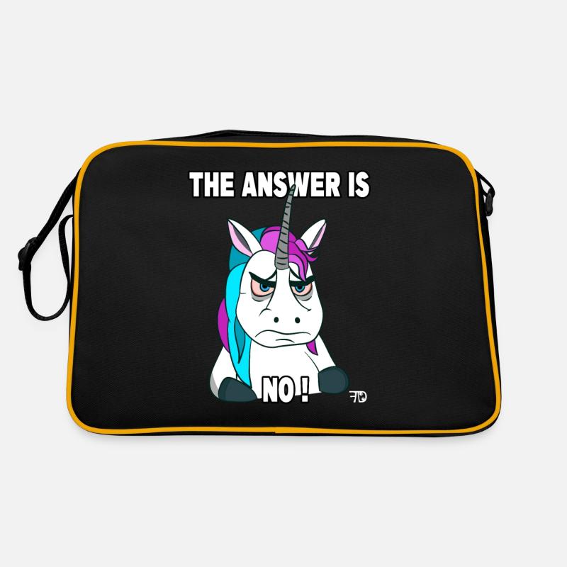 the answer is no, lustiges Einhorn Retro Tasche