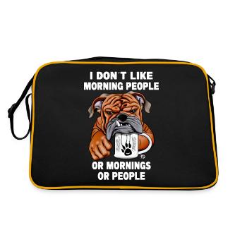 Don ́t like Morning people. cute bulldog - Retro Bag - black/gold - Back