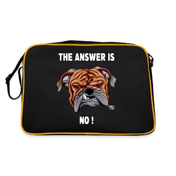 Die Antwort ist Nein. Grimmige Bulldogge - Retro Tasche - Schwarz/Gold - Hinten