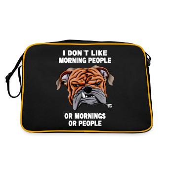 don ́t like morning people, cute dog face - Retro Bag - black/gold - Back