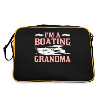 Ich Bin Eine Boot Fahrende Oma Bootfahren Schiff - Retro Tasche - Schwarz/Gold - Hinten