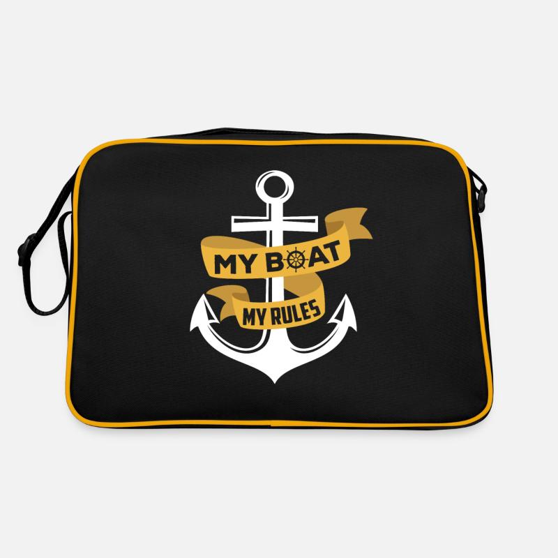 Mein Boot Meine Regeln Bootfahren Schiff Yacht - Retro Tasche - Schwarz/Gold