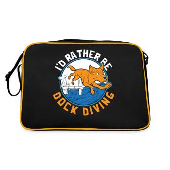 I'd Rather Be Dock Diving Dock Diver Dog Jumping - Retro Bag - black/gold - Back