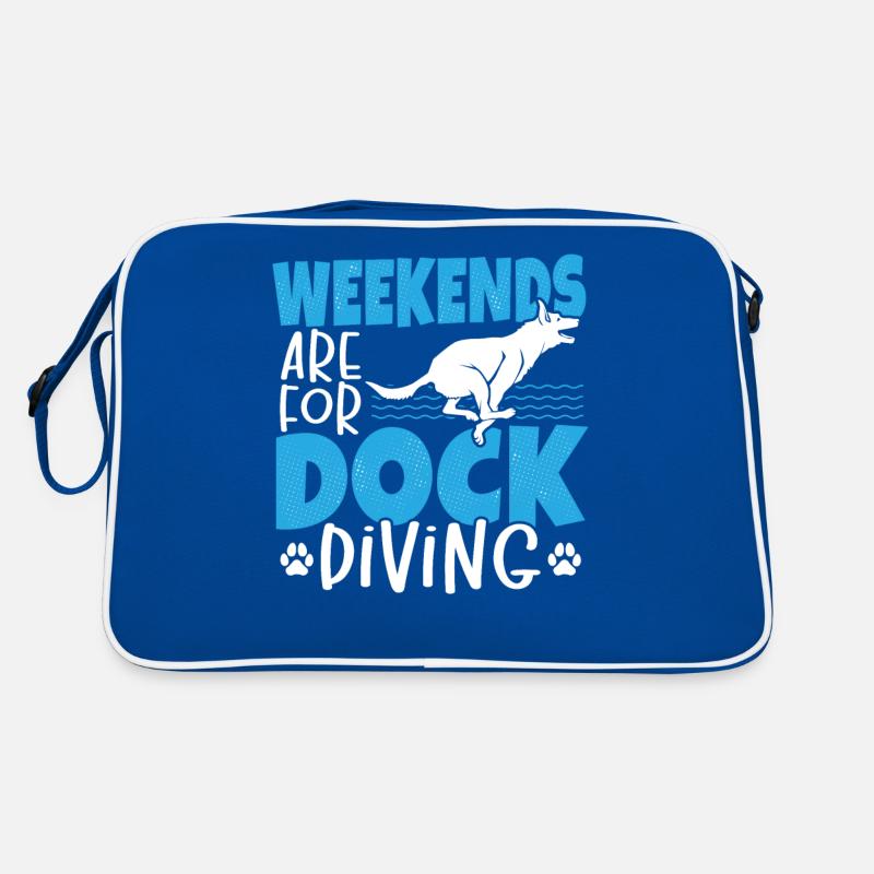 Weekends Are For Dock Diving Dog Jumping Retro Bag
