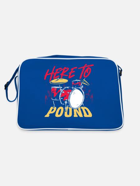Here To Pound Drummer Percussionist - Retro Bag - blue/white - Back
