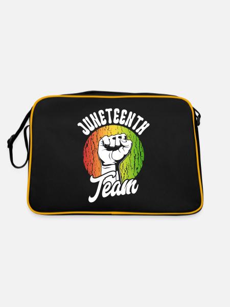 Juneteenth Team African American 1865 Black - Retro Tasche - Schwarz/Gold - Hinten