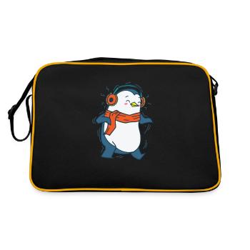 Penguin écoute de la musique avec des écouteurs Antarctique - Sac Retro - noir/or - Dos