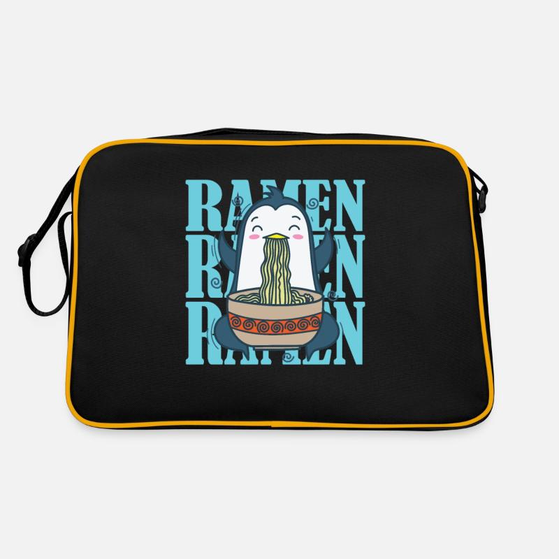 Pinguin mit Ramen Nudeln Antarktis Vogel Retro Tasche