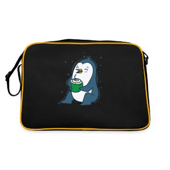 Penguin drinks a coconut Antarctica - Retro Bag - black/gold - Back