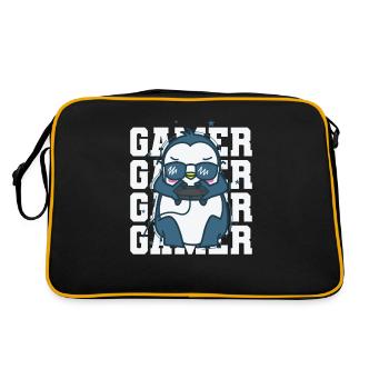 Penguin as a gamer with controller Antarctica - Retro Bag - black/gold - Back