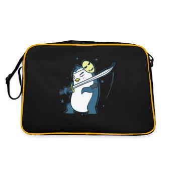 Pingouin avec masque et épée Antarctique - Sac Retro - noir/or - Dos