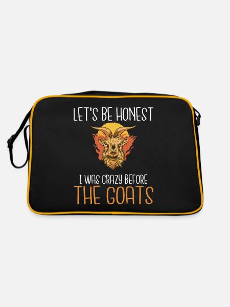 Ziegengeschenk Ziegenliebhaber Geschenk - Retro Tasche - Schwarz/Gold - Hinten